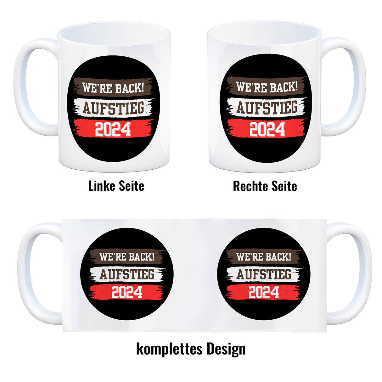 St. Pauli Aufstieg 2024 Kaffeebecher mit Spruch We're back