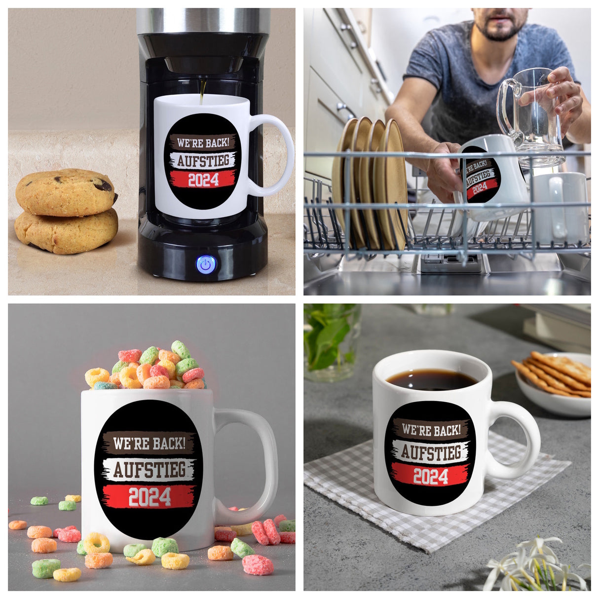 St. Pauli Aufstieg 2024 Kaffeebecher mit Spruch We're back