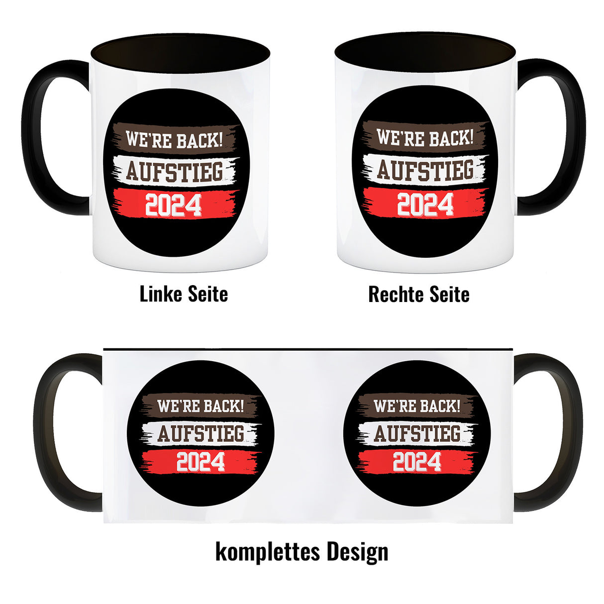 St. Pauli Aufstieg 2024 Kaffeebecher mit Spruch We're back