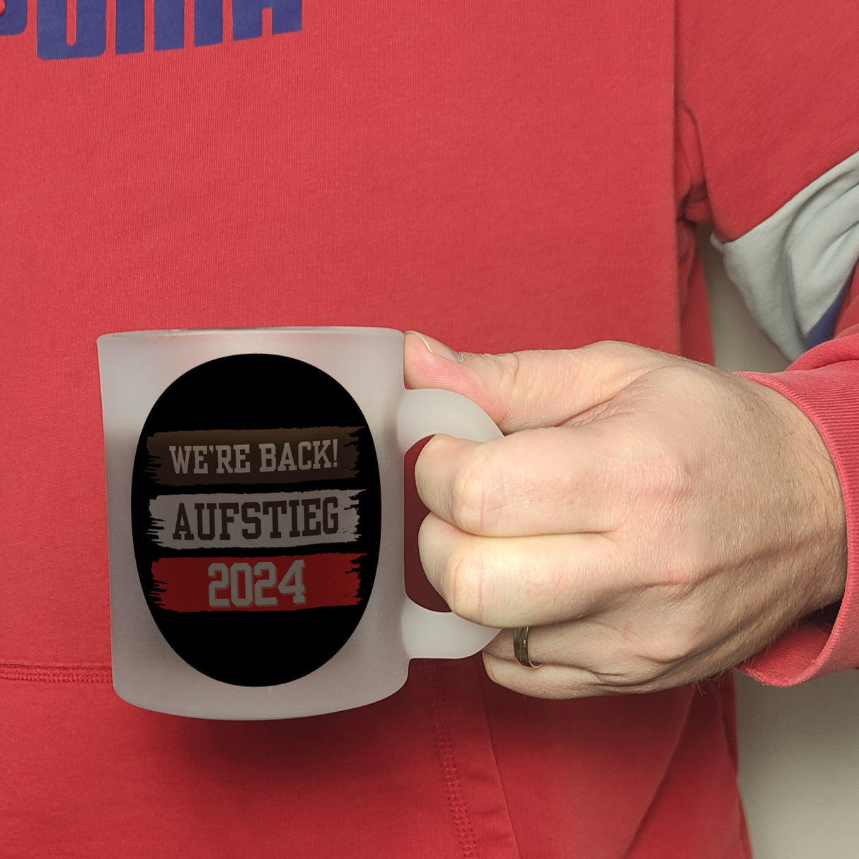 St. Pauli Aufstieg 2024 Kaffeebecher mit Spruch We're back
