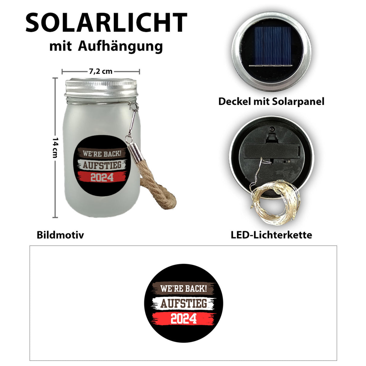 St. Pauli Aufstieg 2024 Solarlicht mit Spruch We're back