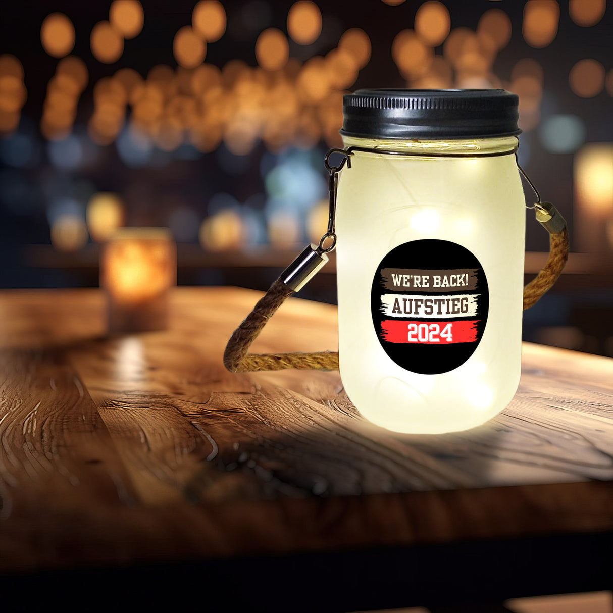 St. Pauli Aufstieg 2024 Solarlicht mit Spruch We're back