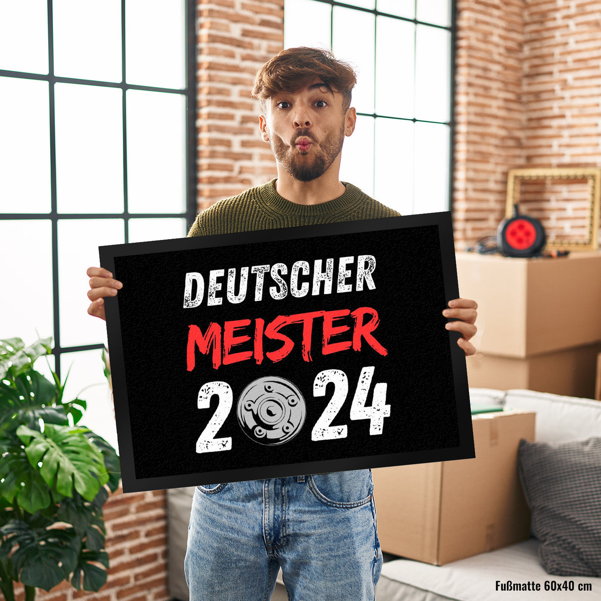 Leverkusen Meisterschale Fußmatte in 35x50 cm mit Spruch Deutscher Meister 2024