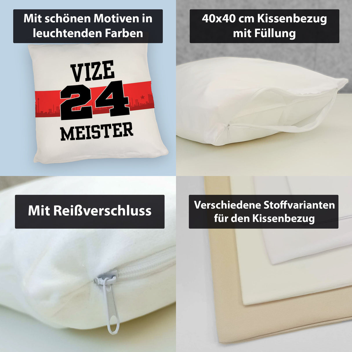 Stuttgart Brustring Kissen mit Spruch Vizemeister 2024