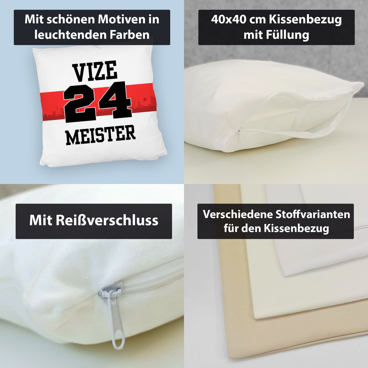 Stuttgart Brustring Kissen mit Spruch Vizemeister 2024