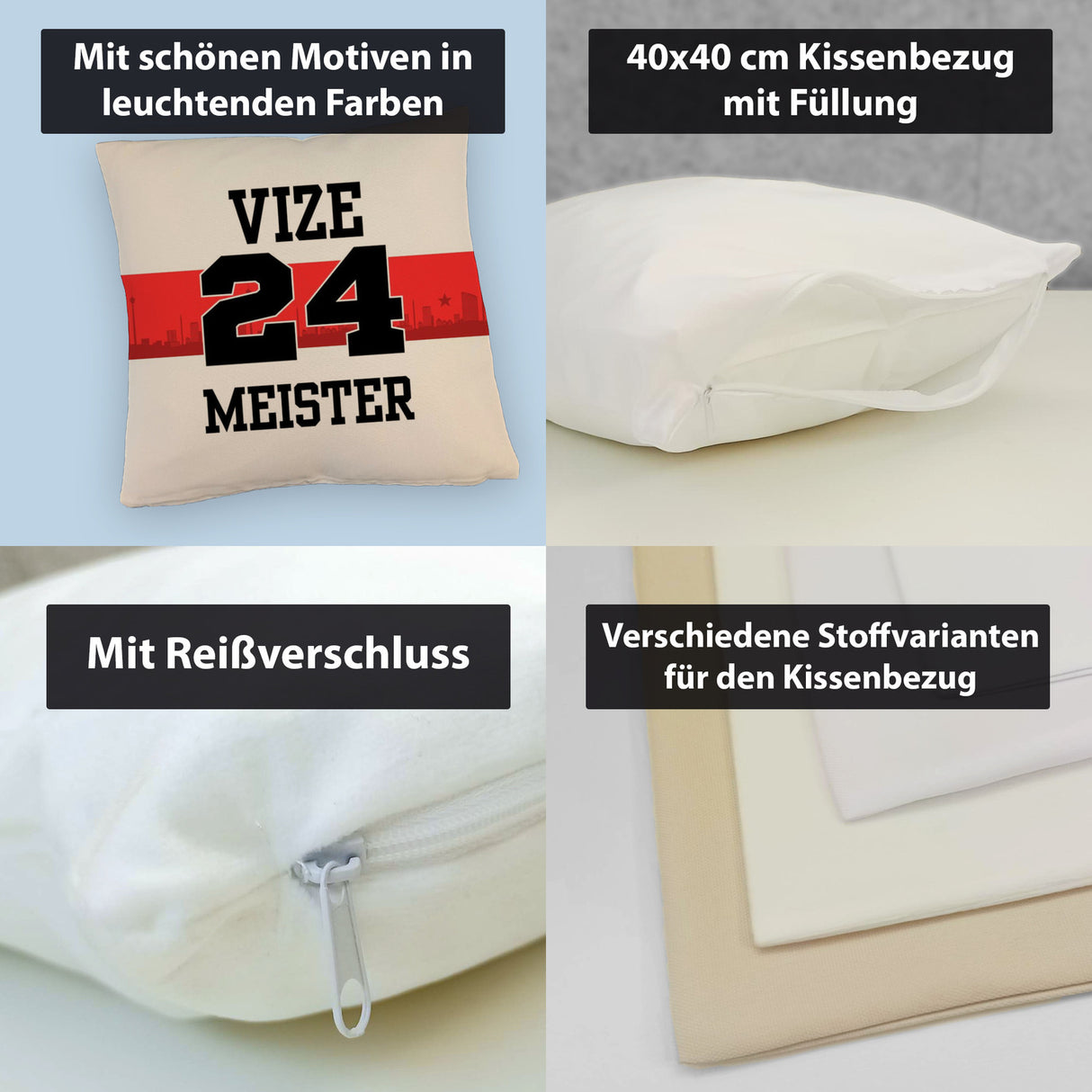 Stuttgart Brustring Kissen mit Spruch Vizemeister 2024