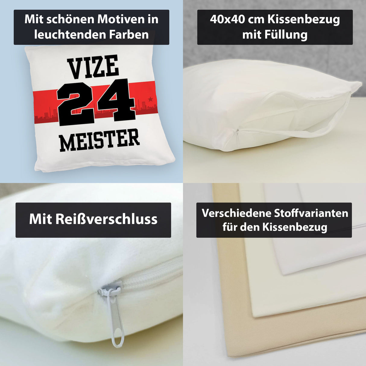 Stuttgart Brustring Kissen mit Spruch Vizemeister 2024