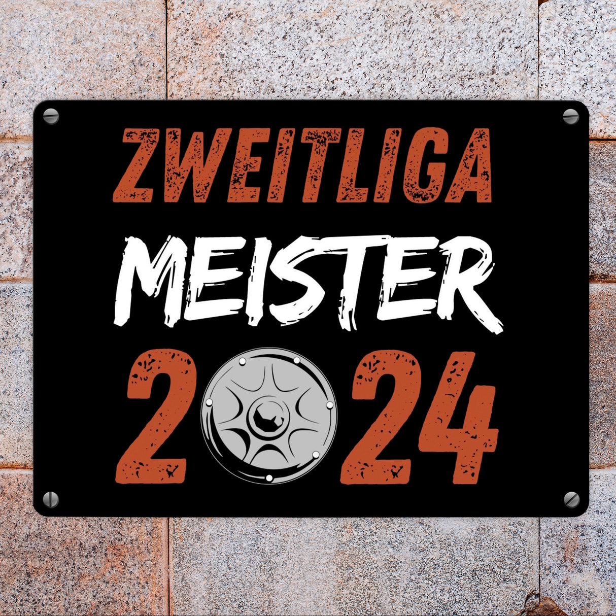 St. Pauli Meisterschale Metallschild in 15x20 cm mit Spruch Zweitliga Meister 2024