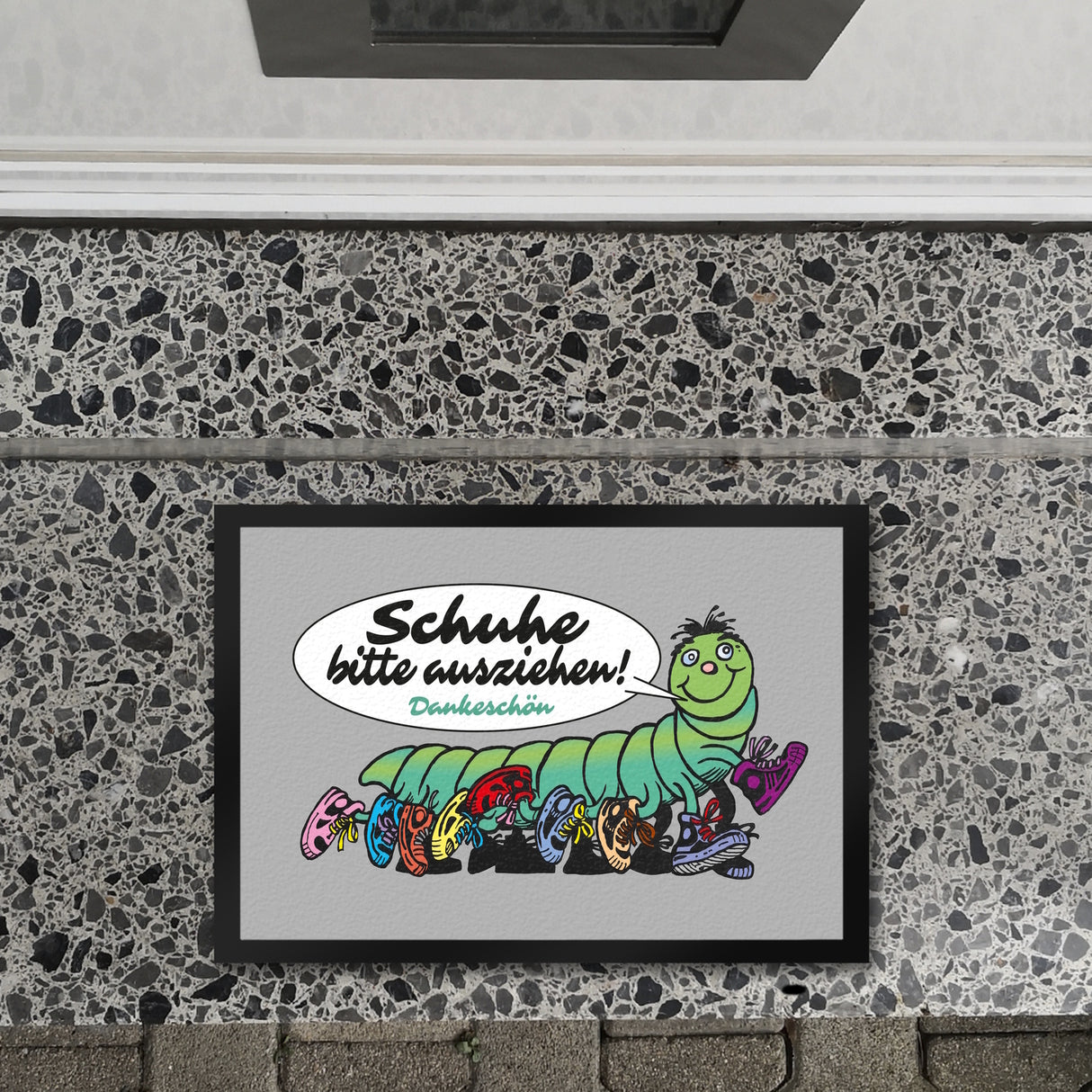 Tausendfüßler Fußmatte in 35x50 cm mit Spruch Schuhe bitte ausziehen - Dankeschön