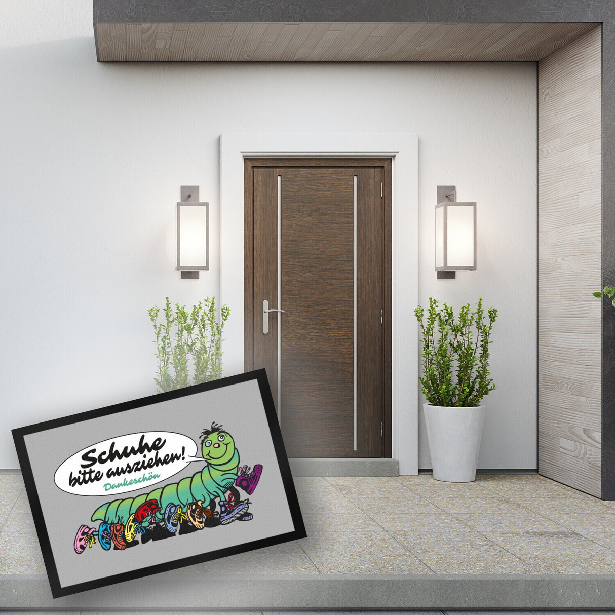 Tausendfüßler Fußmatte in 35x50 cm mit Spruch Schuhe bitte ausziehen - Dankeschön