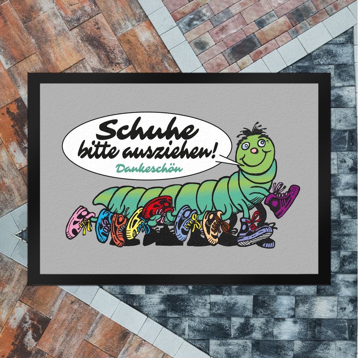 Tausendfüßler Fußmatte in 35x50 cm mit Spruch Schuhe bitte ausziehen - Dankeschön
