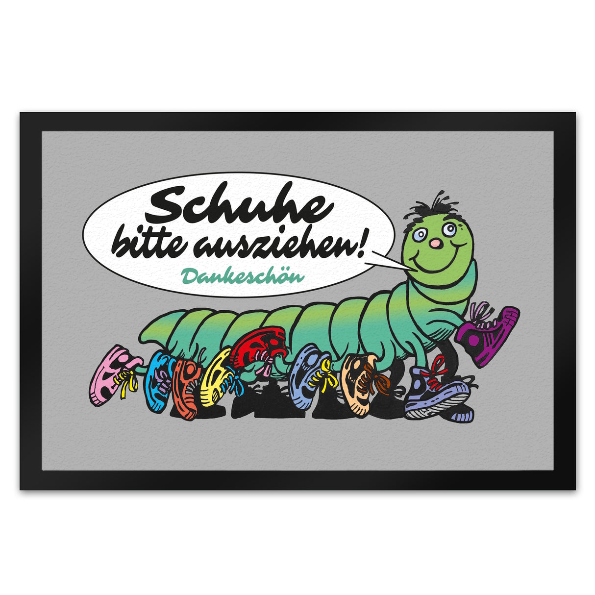 Tausendfüßler Fußmatte in 35x50 cm mit Spruch Schuhe bitte ausziehen - Dankeschön