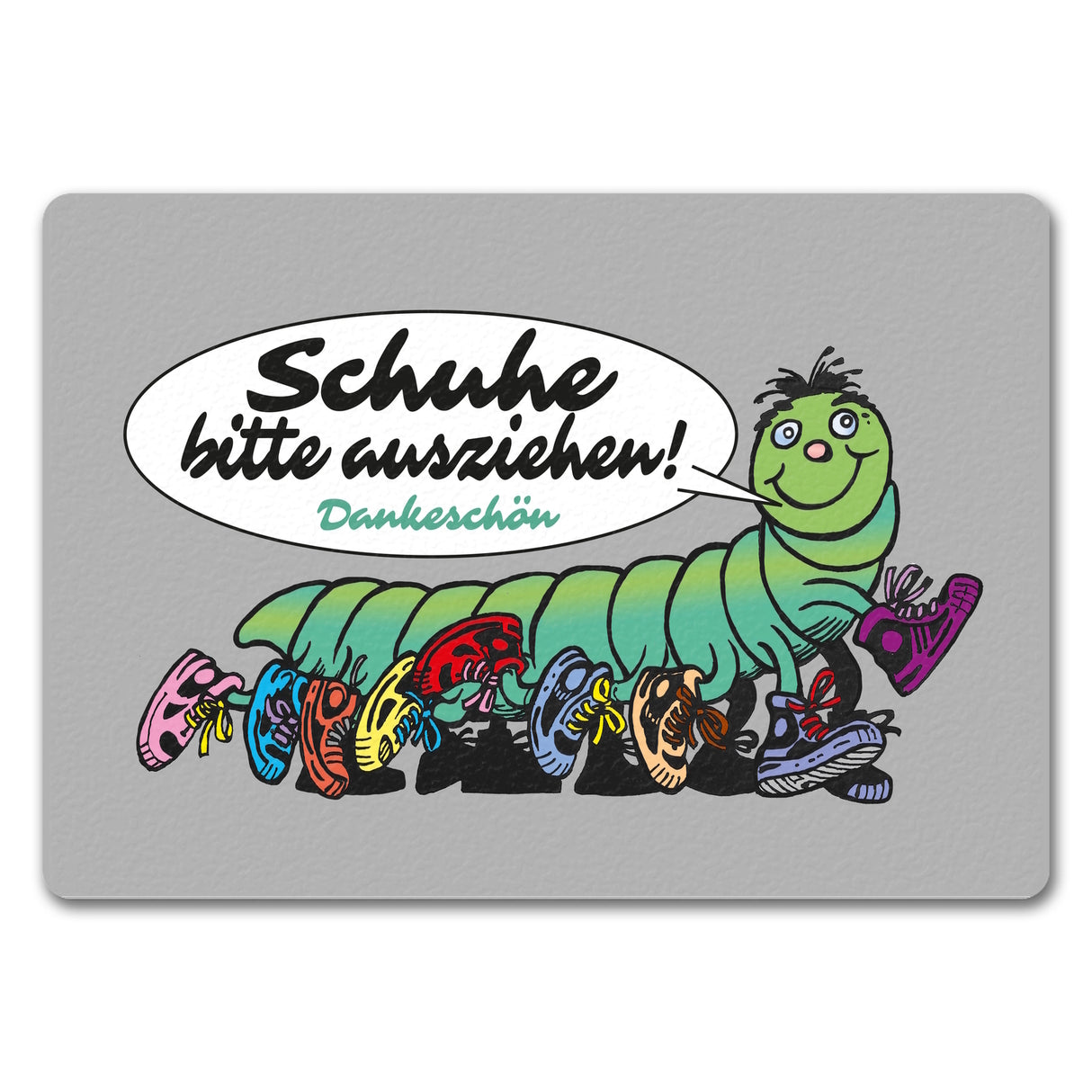 Tausendfüßler Fußmatte in 35x50 cm ohne Rand mit Spruch Schuhe bitte ausziehen - Dankeschön