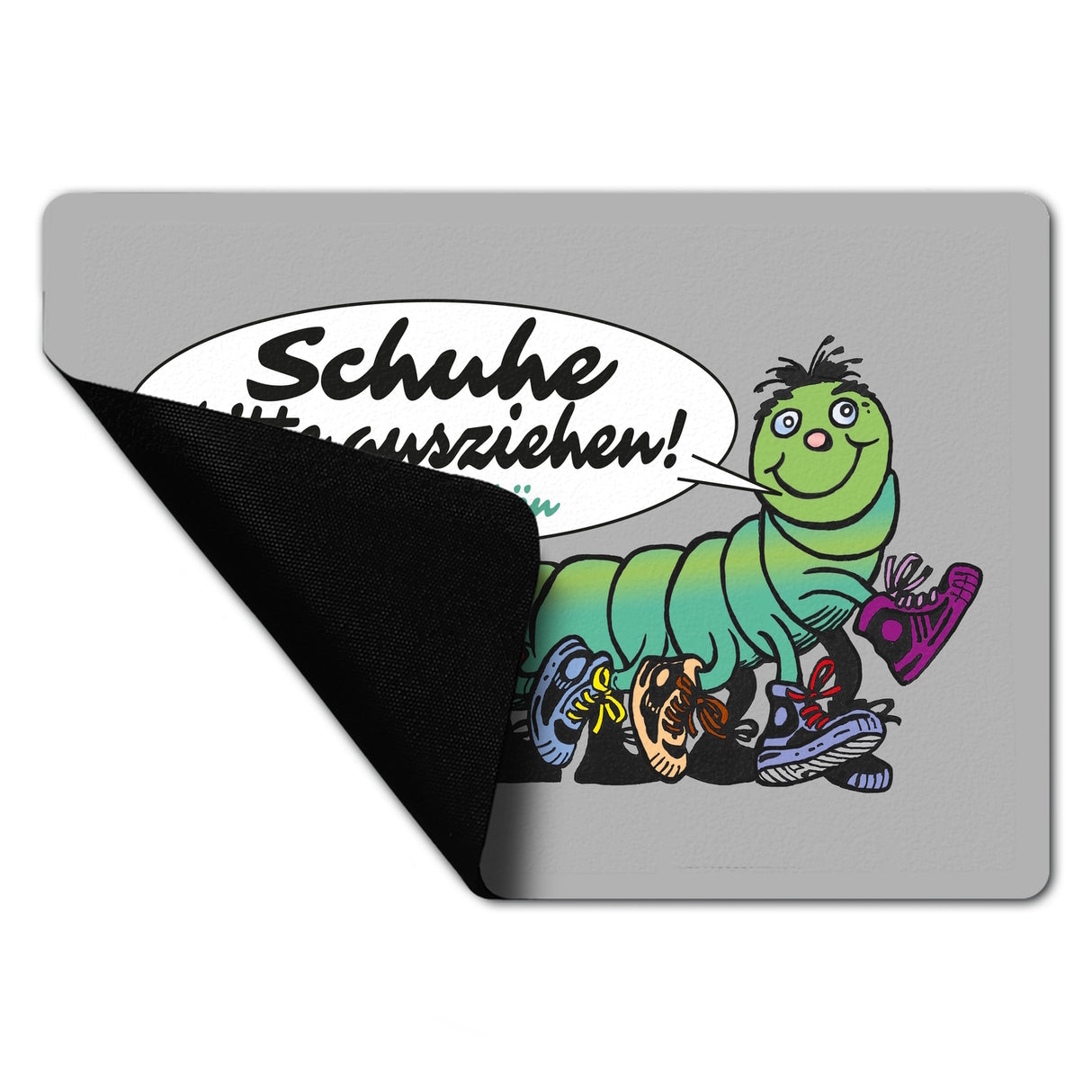 Tausendfüßler Fußmatte in 35x50 cm ohne Rand mit Spruch Schuhe bitte ausziehen - Dankeschön