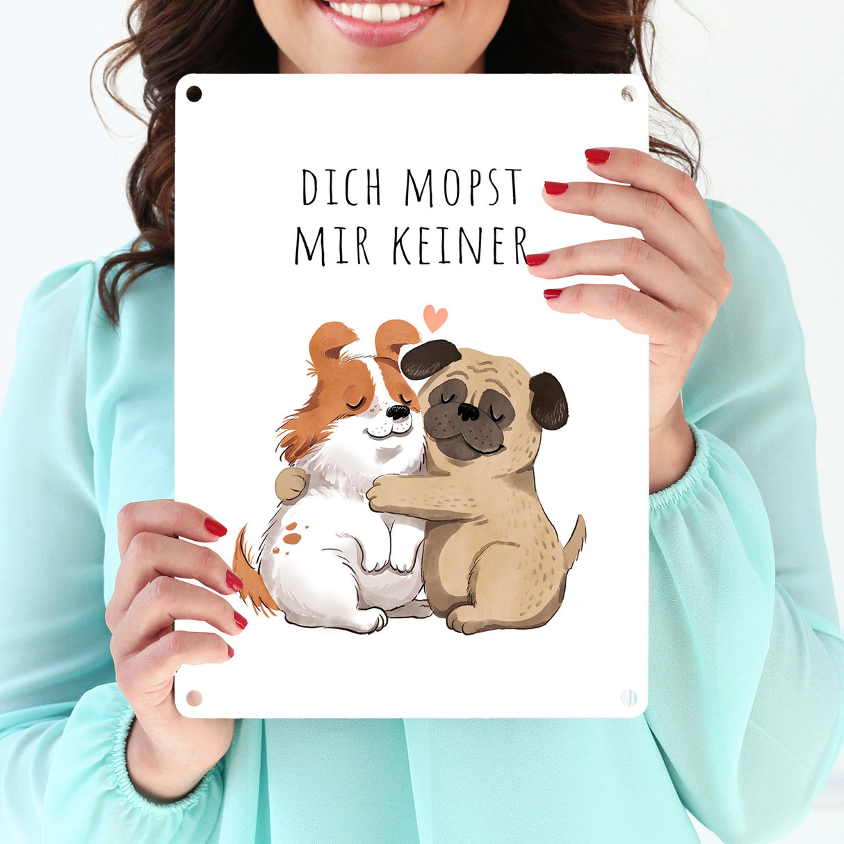 Mops Metallschild in 15x20 cm mit Spruch Dich mopst mir keiner