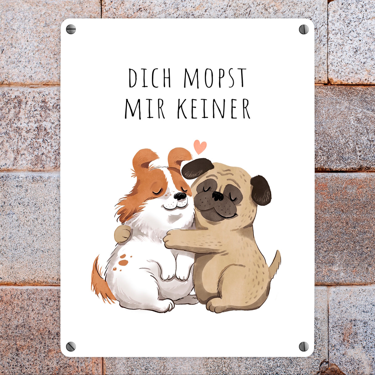 Mops Metallschild in 15x20 cm mit Spruch Dich mopst mir keiner