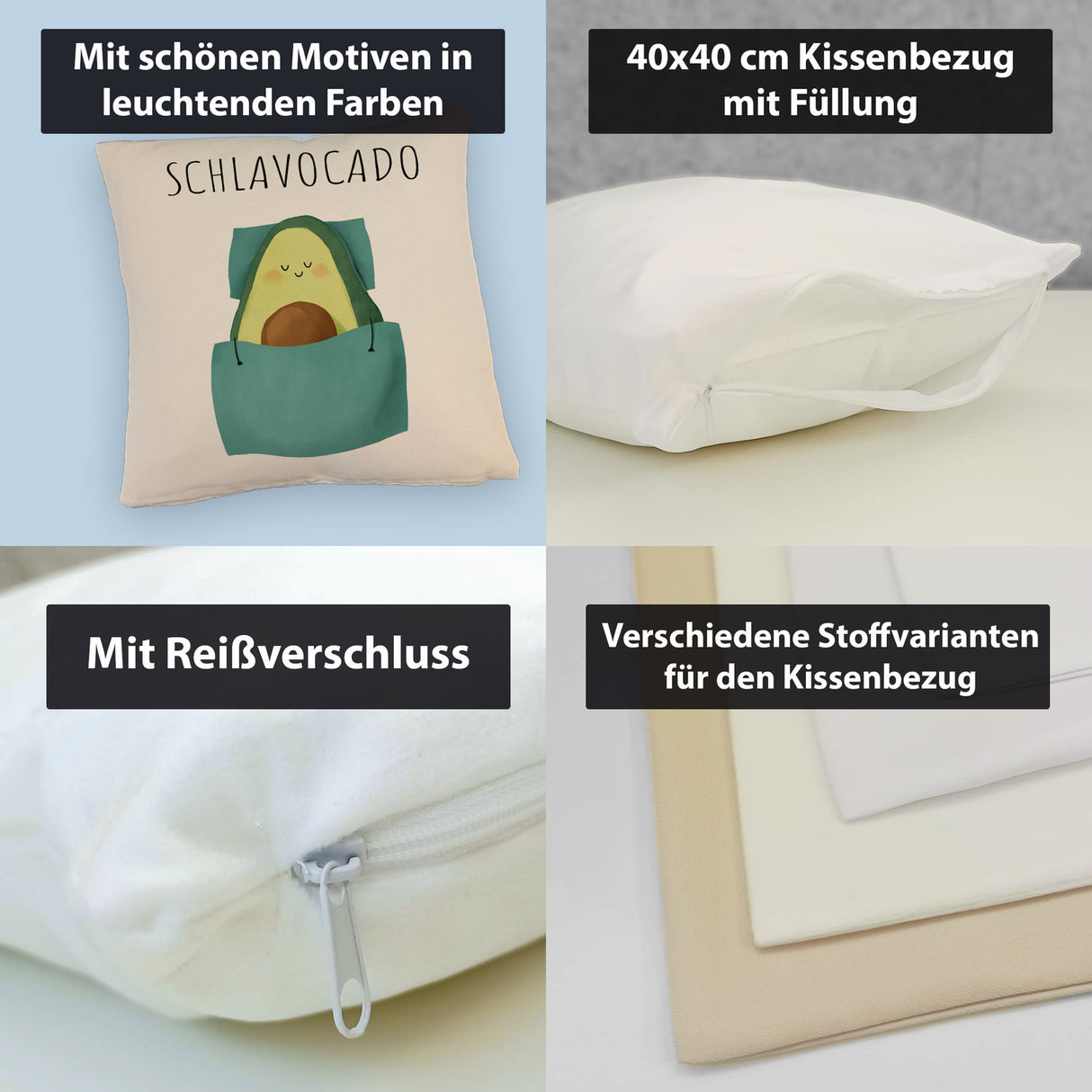 Schlafende Avocado Kissen mit Spruch Schlavocado