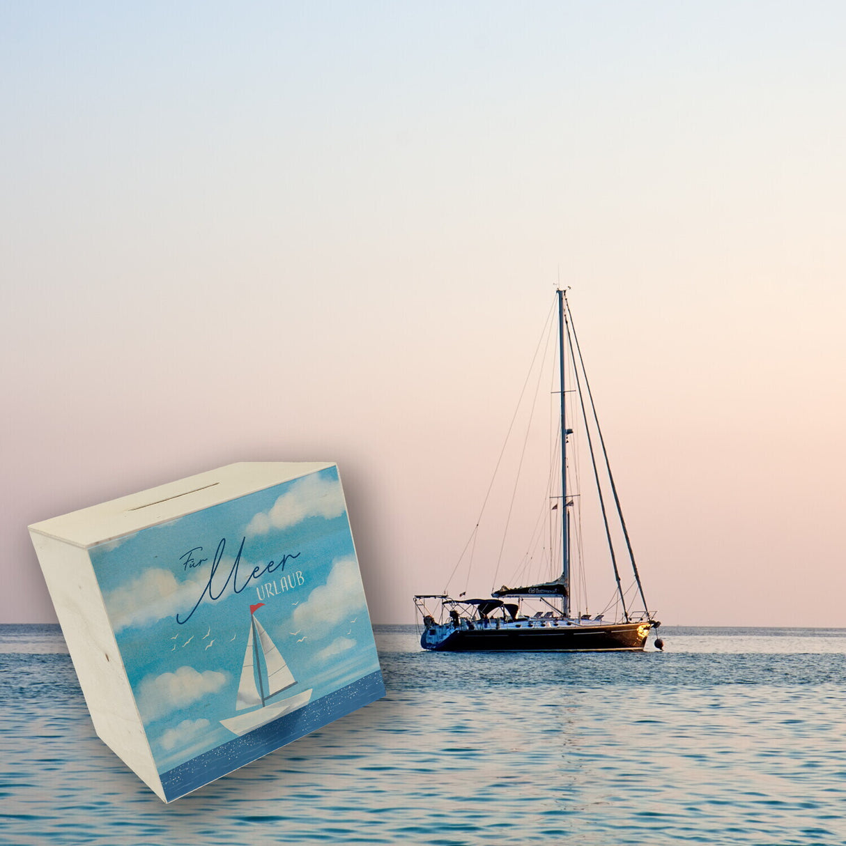 Segelboot Spardose mit Spruch Für Meer Urlaub