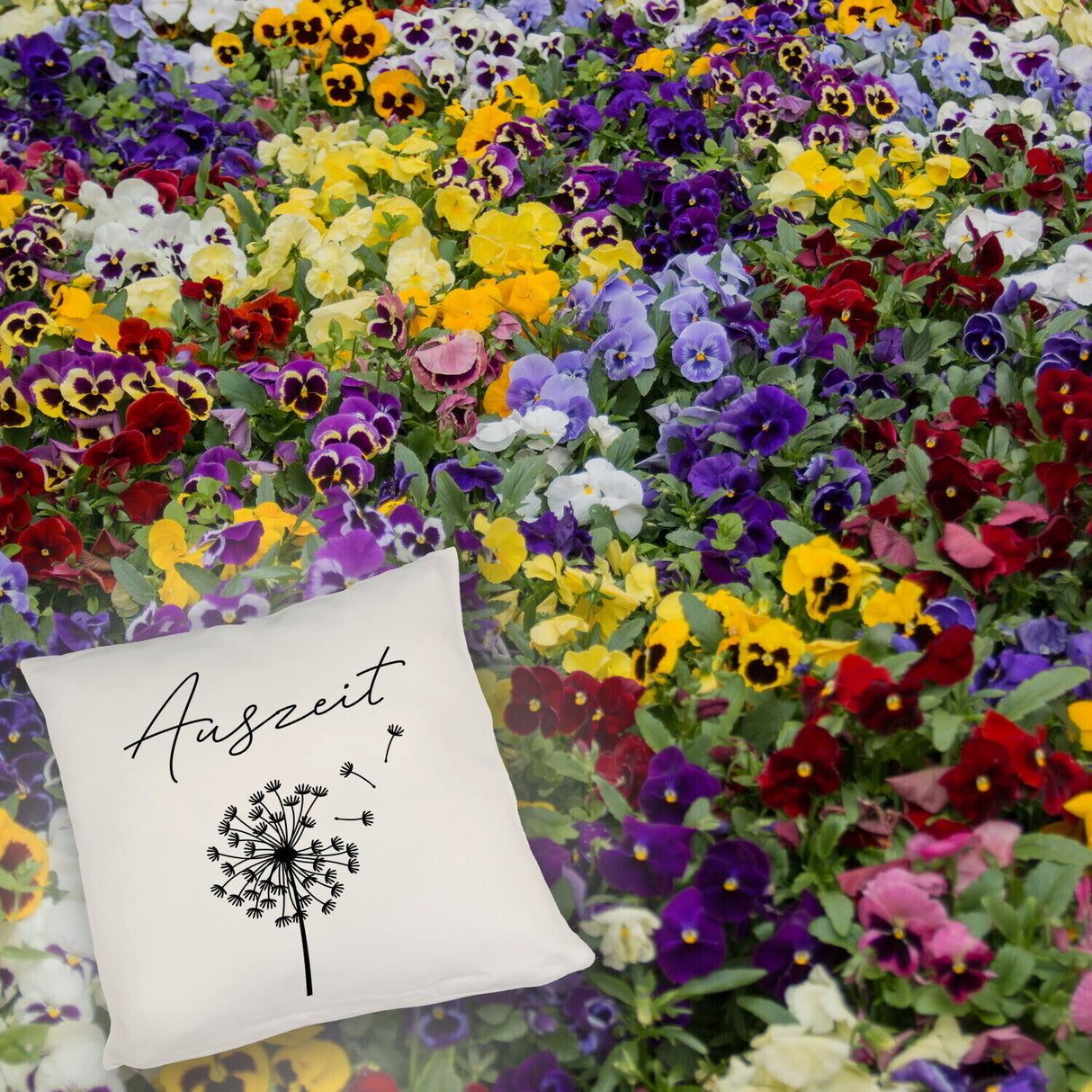 Pusteblume Kissen mit Spruch Auszeit