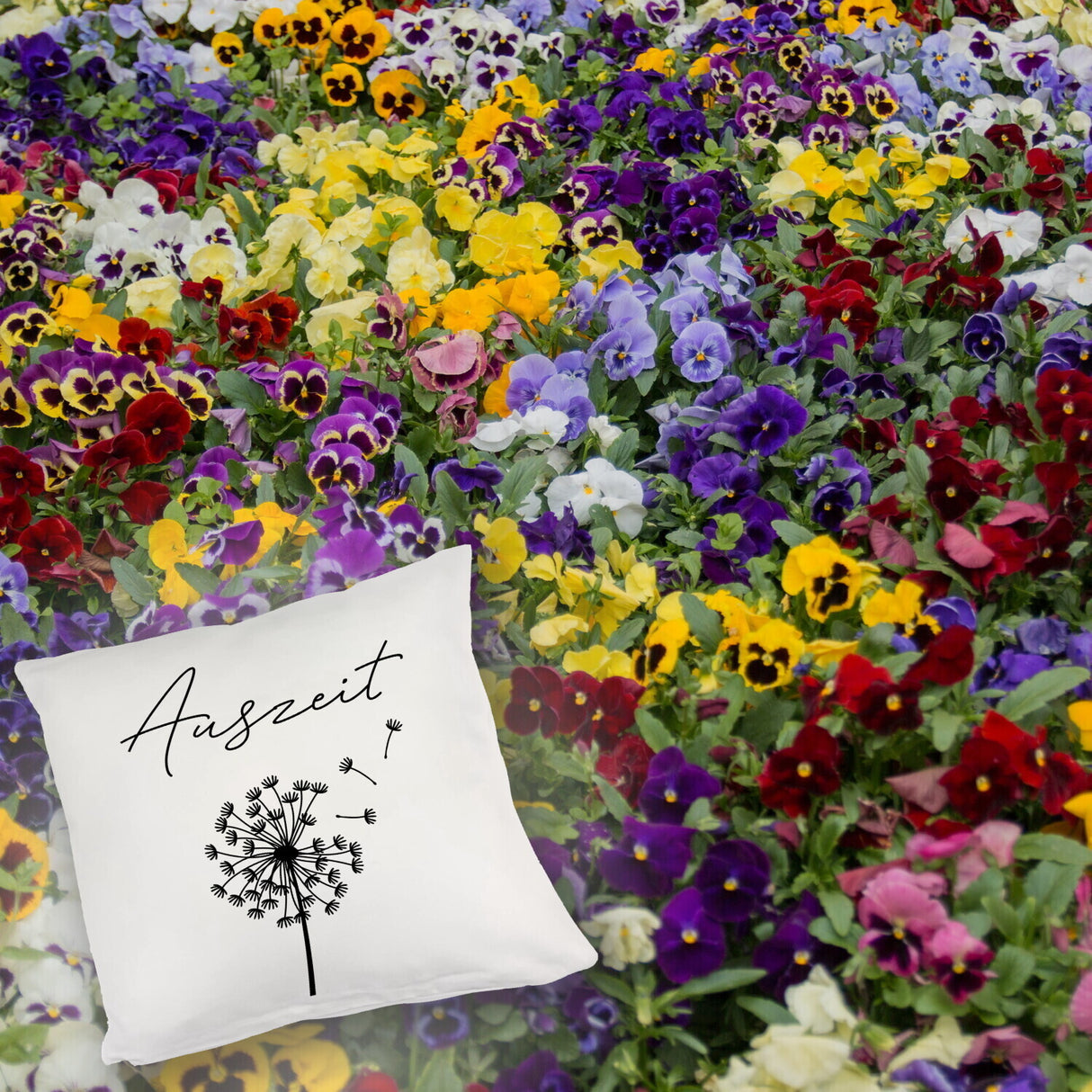Pusteblume Kissen mit Spruch Auszeit