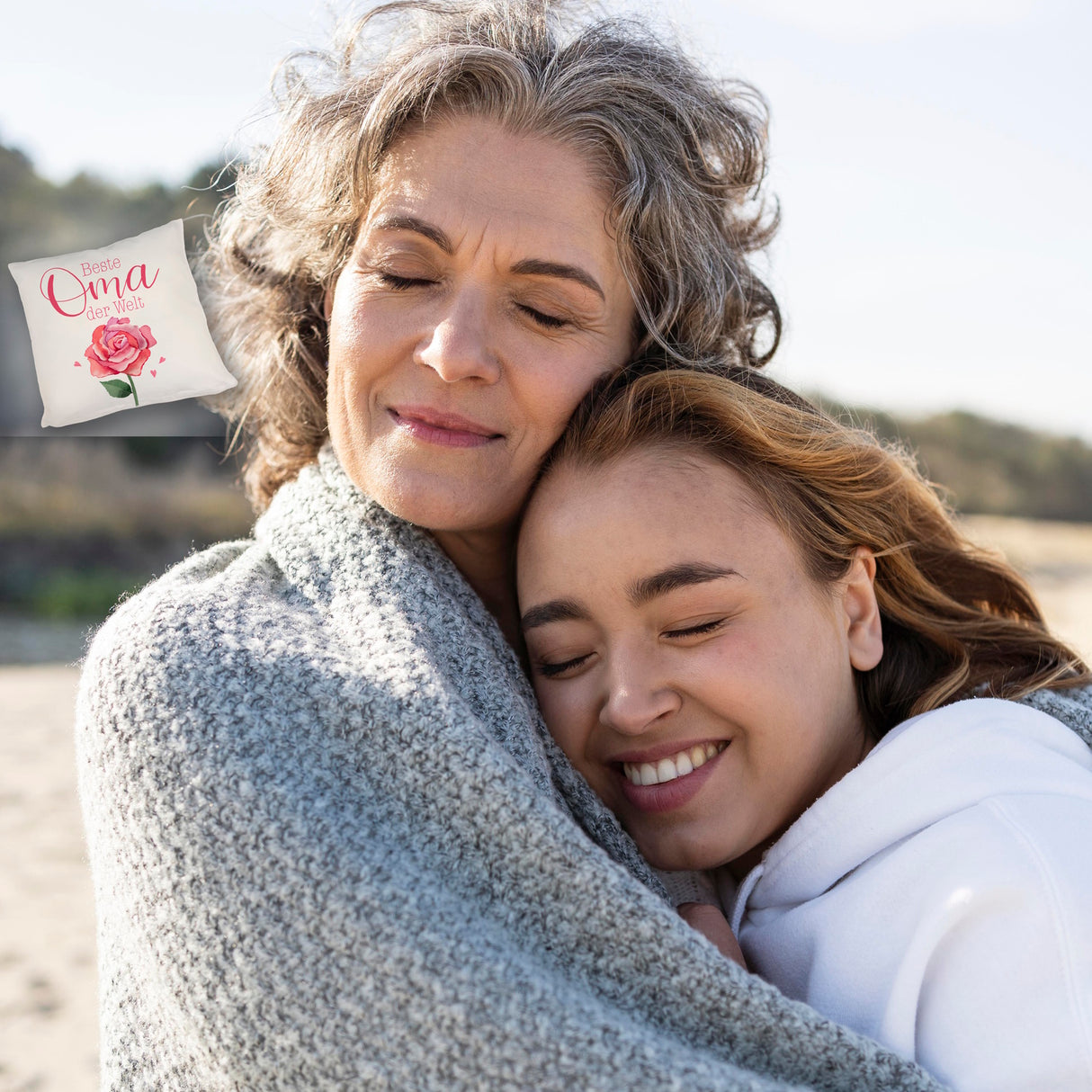 Rose Kissen mit Spruch Beste Oma der Welt