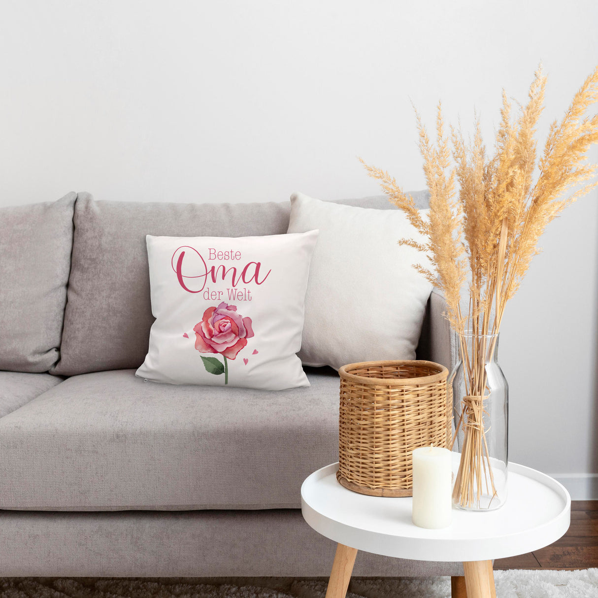 Rose Kissen mit Spruch Beste Oma der Welt