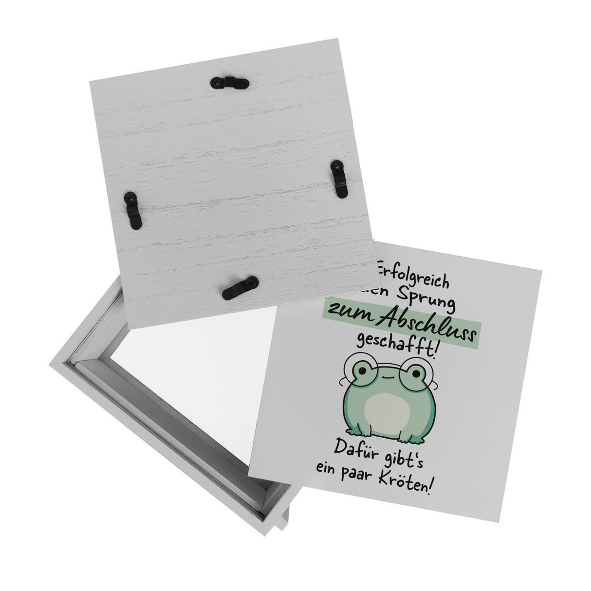 Frosch mit Brille Spardose mit Spruch Abschluss geschafft - dafür Kröten