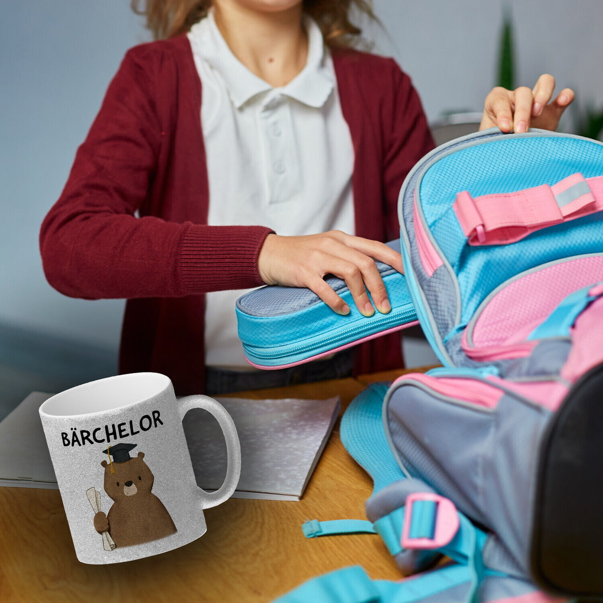 Bär mit Doktorhut Kaffeebecher mit Spruch Bärchelor