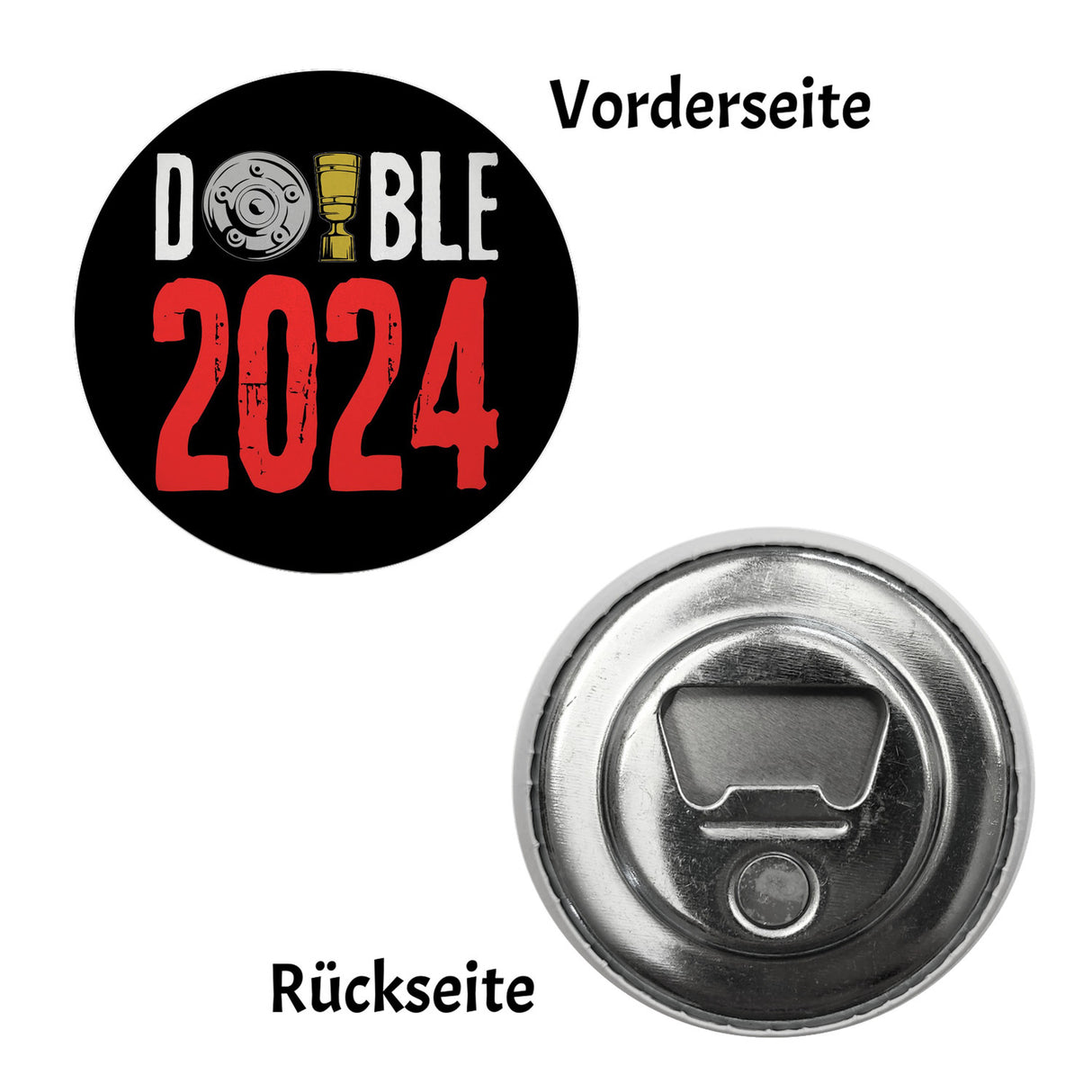 Leverkusen Double-Sieger Magnet rund mit Spruch Double 2024
