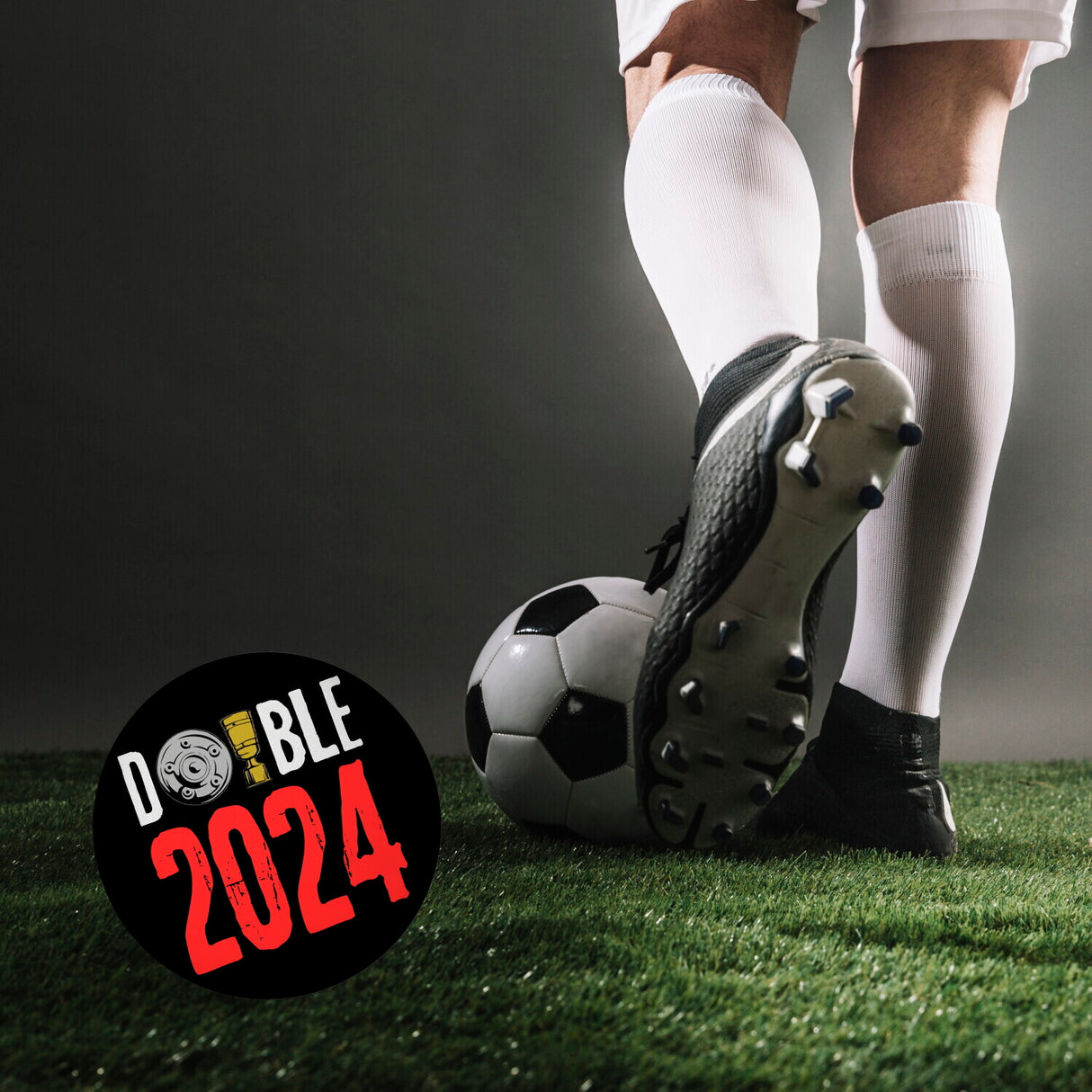 Leverkusen Double-Sieger Magnet rund mit Spruch Double 2024