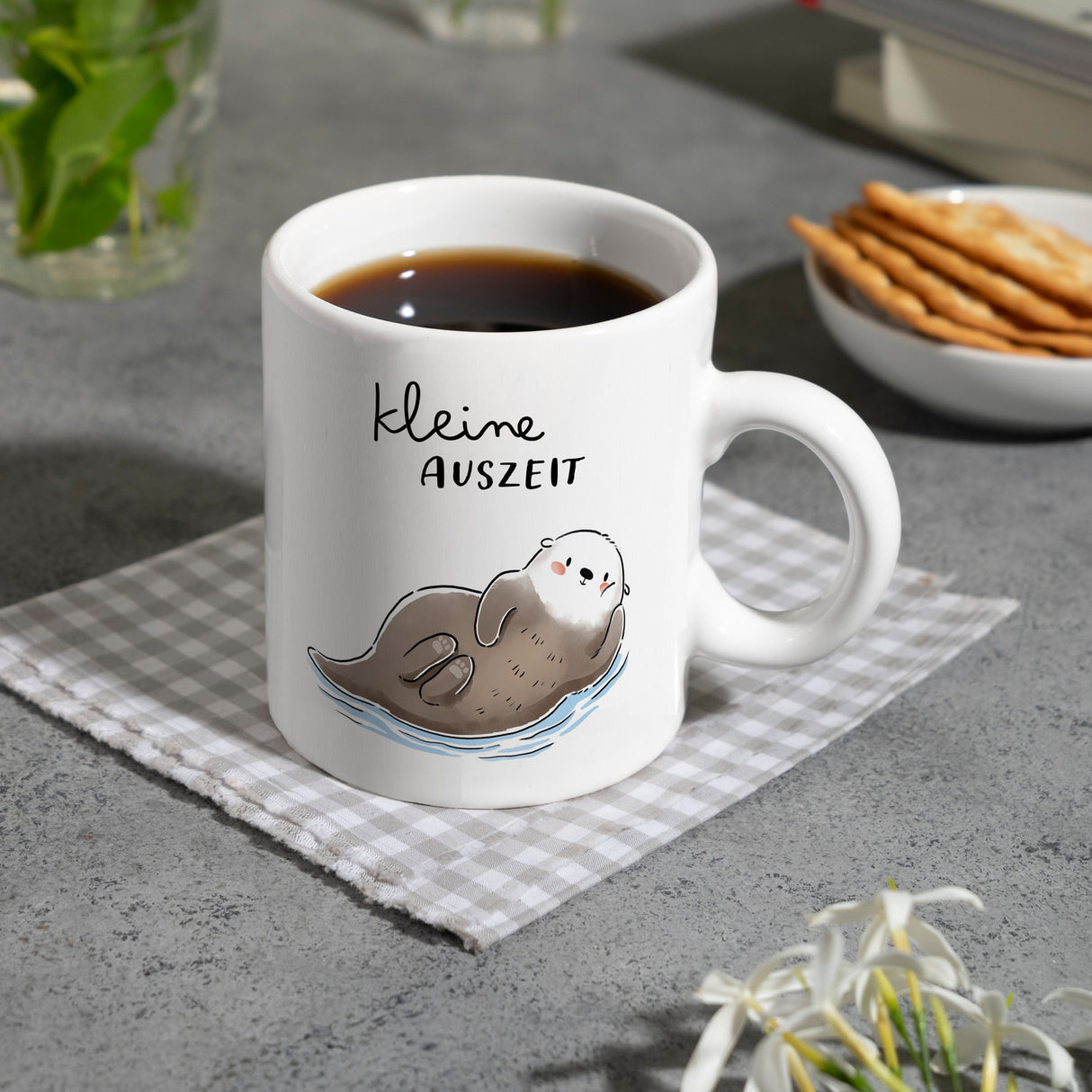 Otter Kaffeebecher mit Spruch Kleine Auszeit