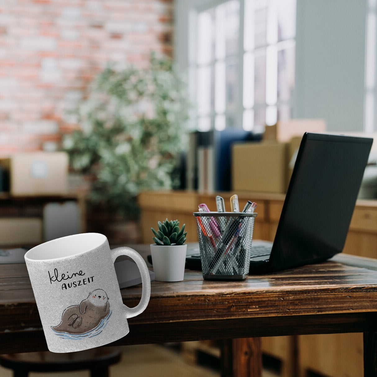 Otter Kaffeebecher mit Spruch Kleine Auszeit