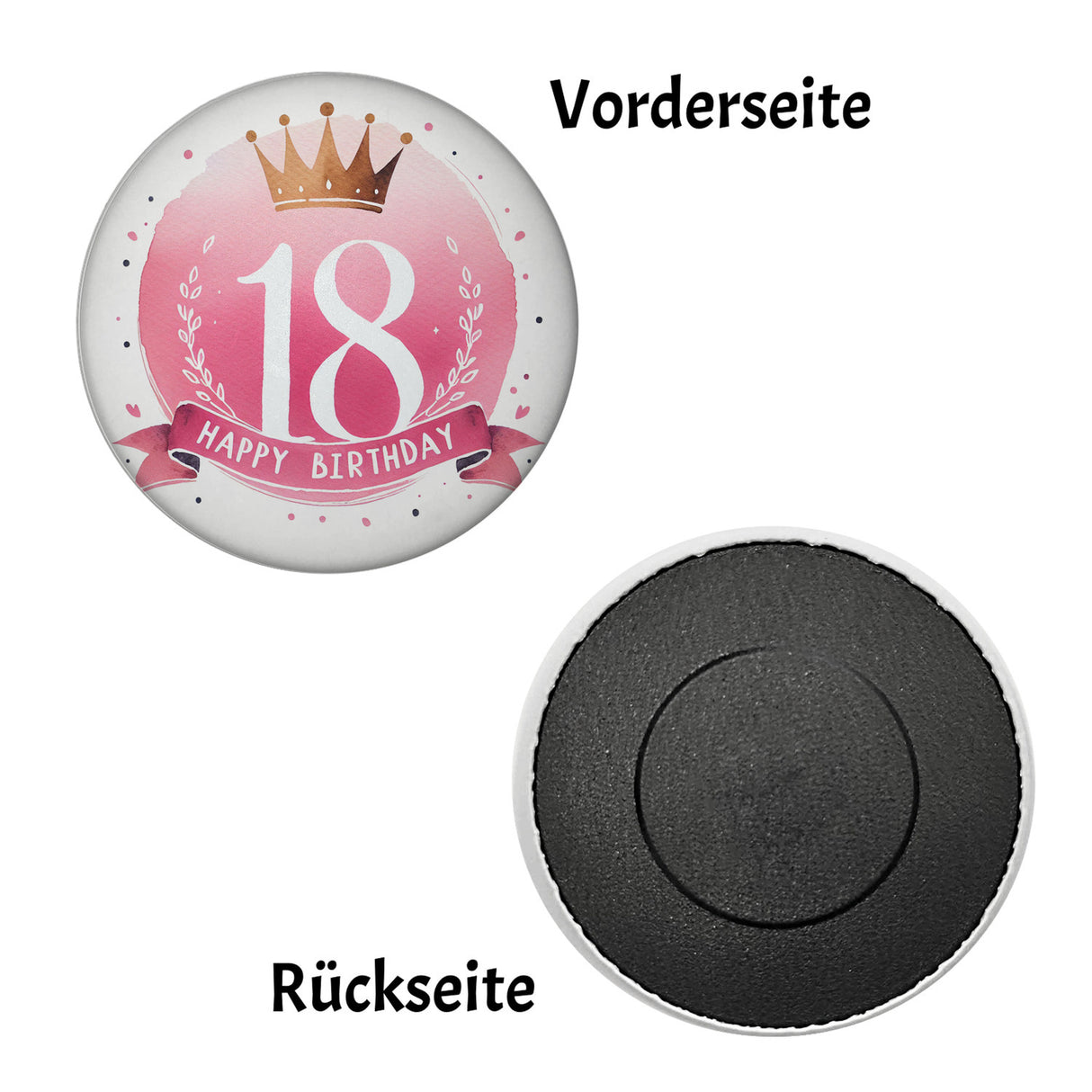 Happy Birthday 18 Krone Magnet rund