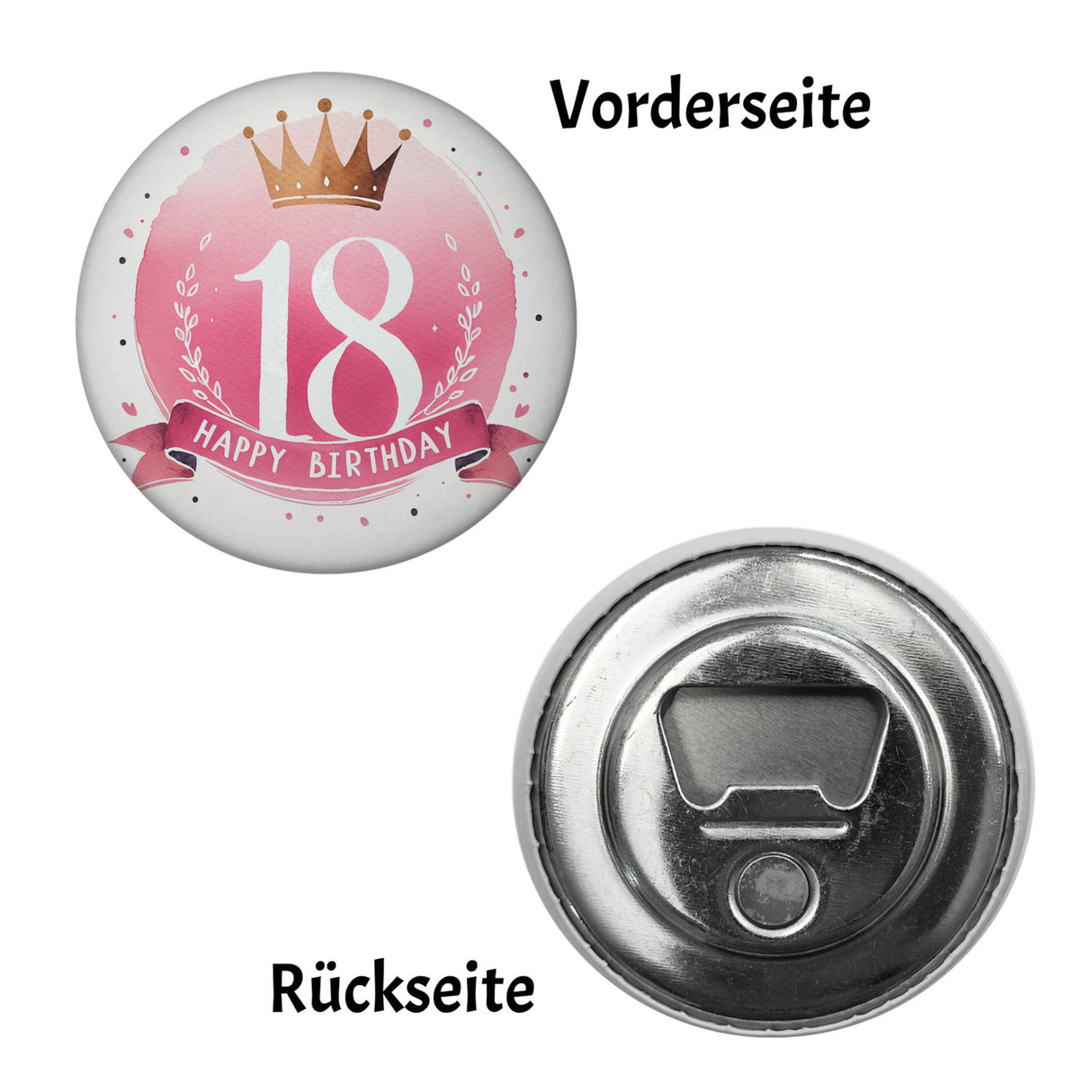 Happy Birthday 18 Krone Magnet rund