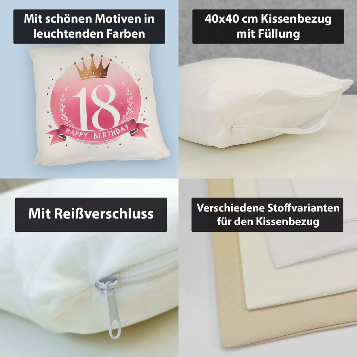 Happy Birthday 18 Krone Kissen