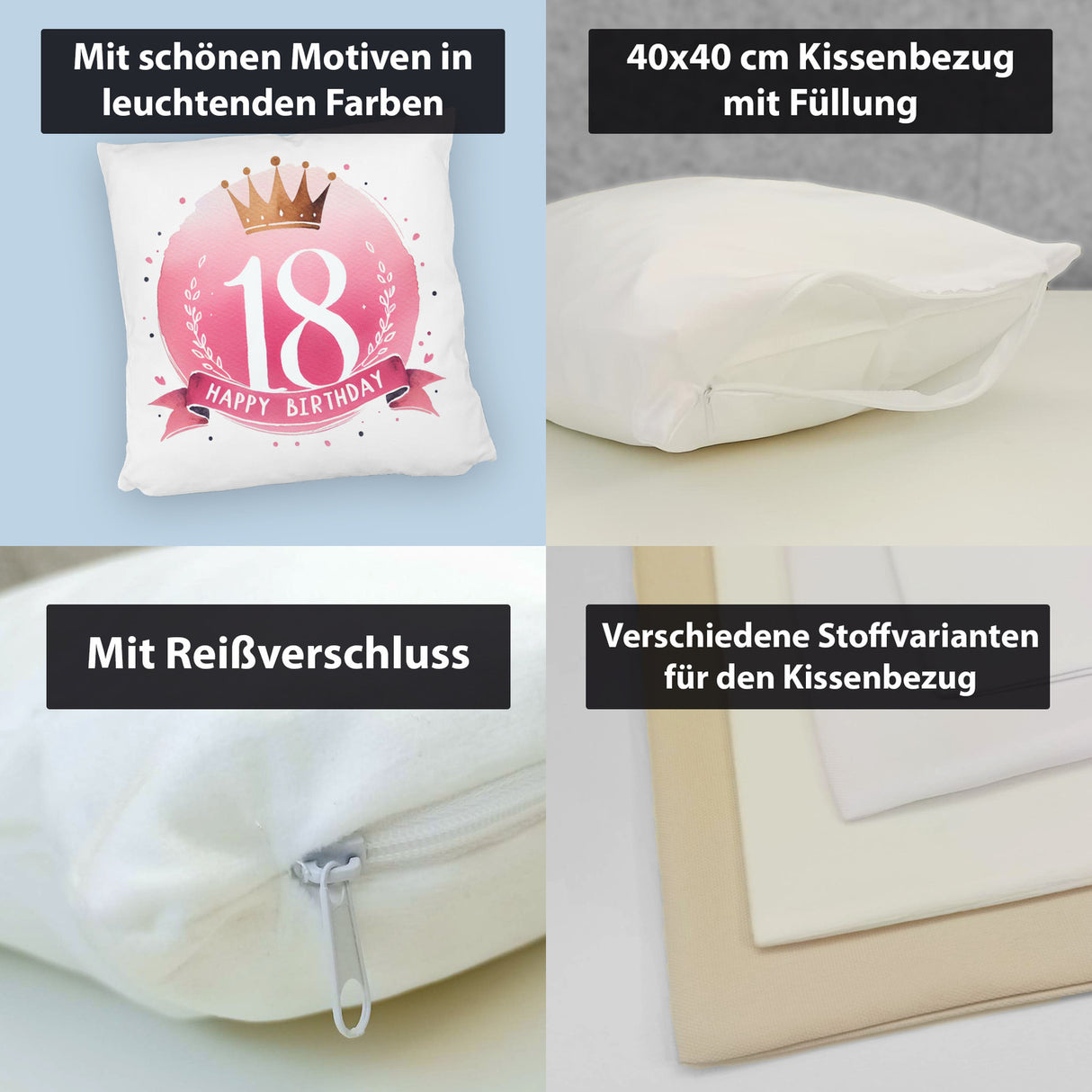 Happy Birthday 18 Krone Kissen