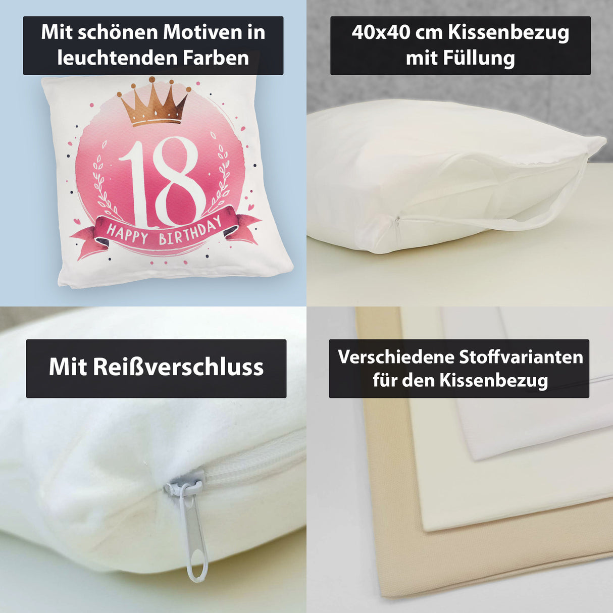 Happy Birthday 18 Krone Kissen
