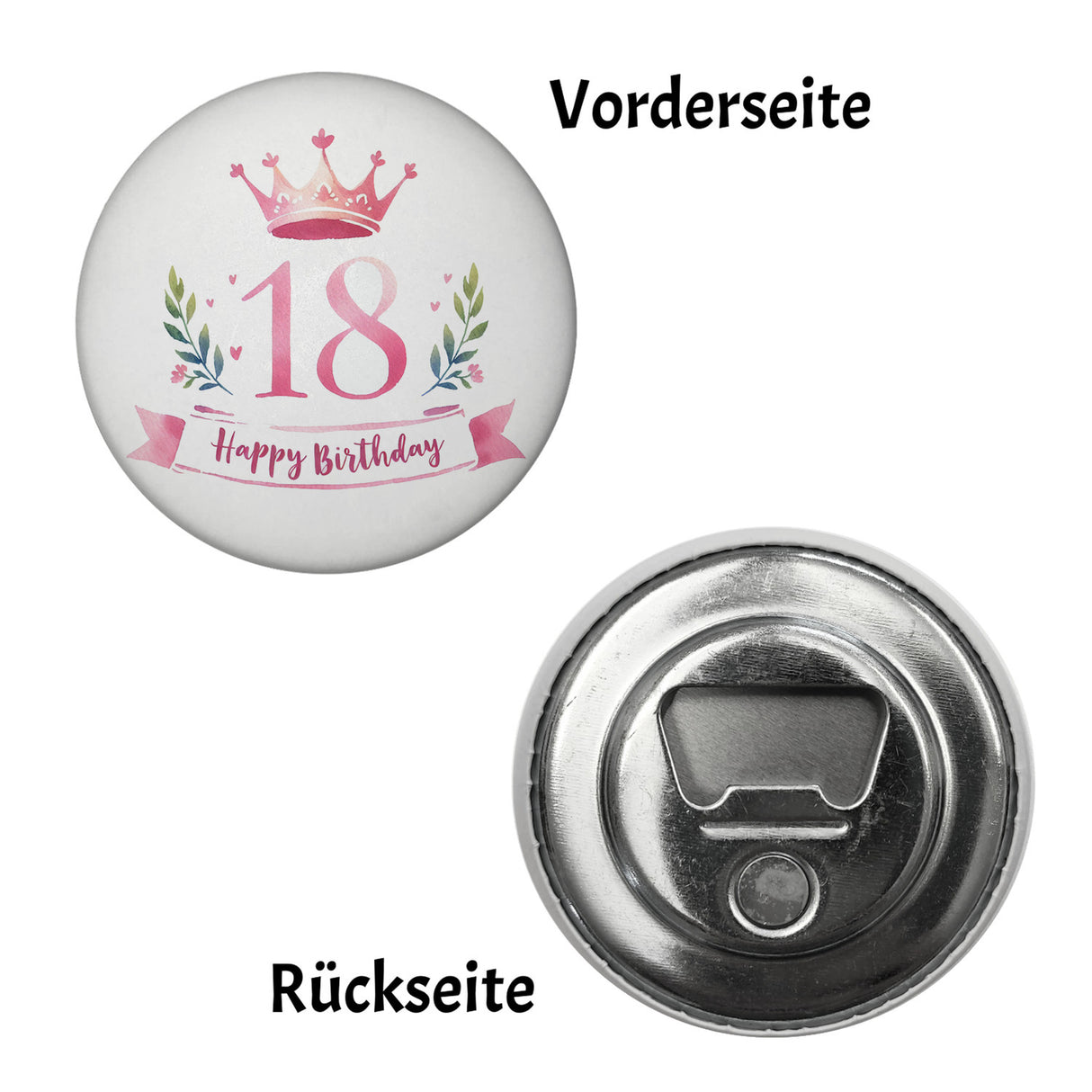 Happy Birthday 18 Krone Magnet rund
