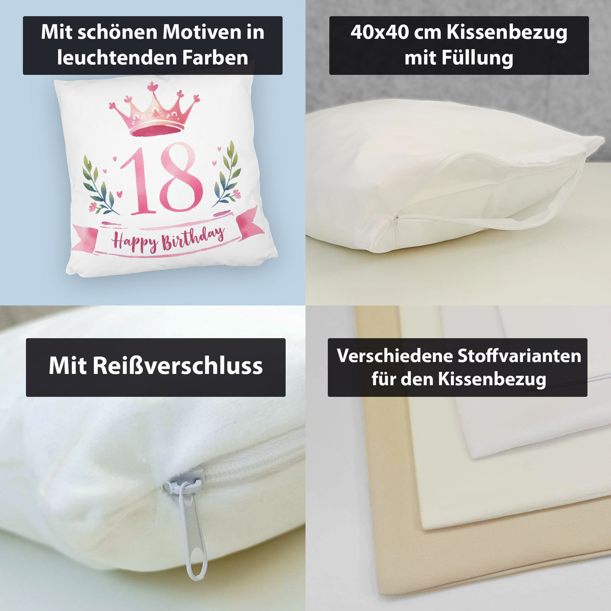 Happy Birthday 18 Krone Kissen