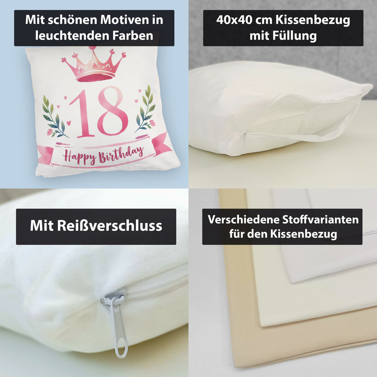 Happy Birthday 18 Krone Kissen