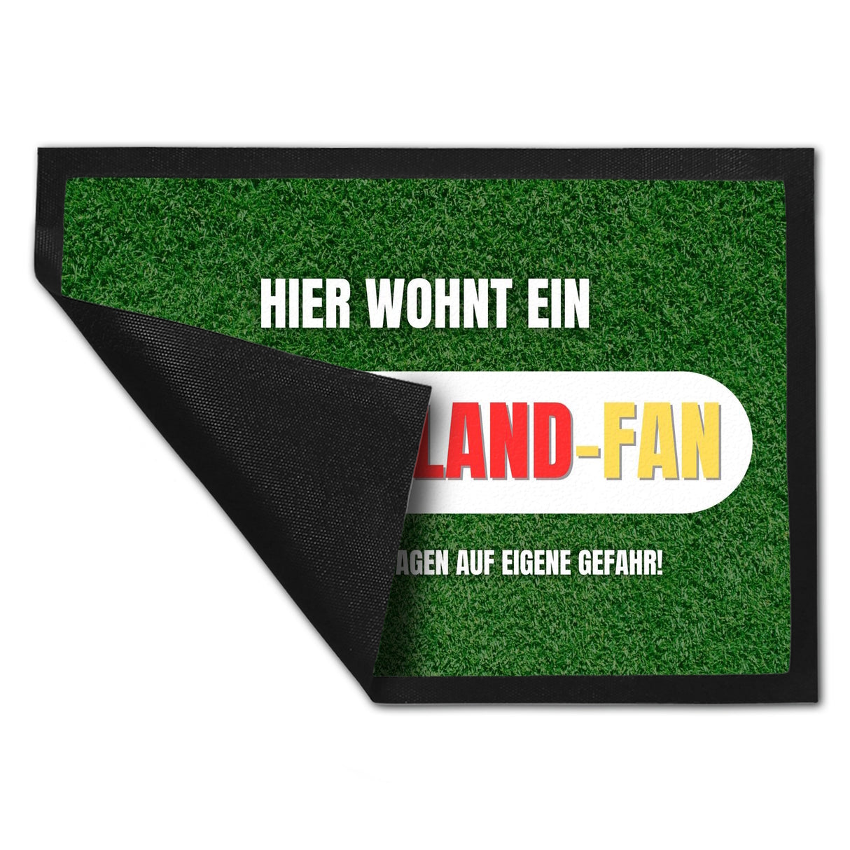 Hier wohnt ein Deutschland-Fan Fußmatte in 35x50 cm mit Spruch Betreten auf eigene Gefahr