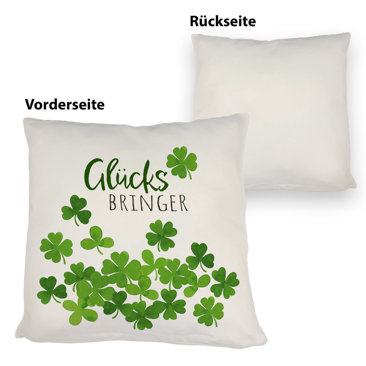 Klee Kissen mit Spruch Glücksbringer
