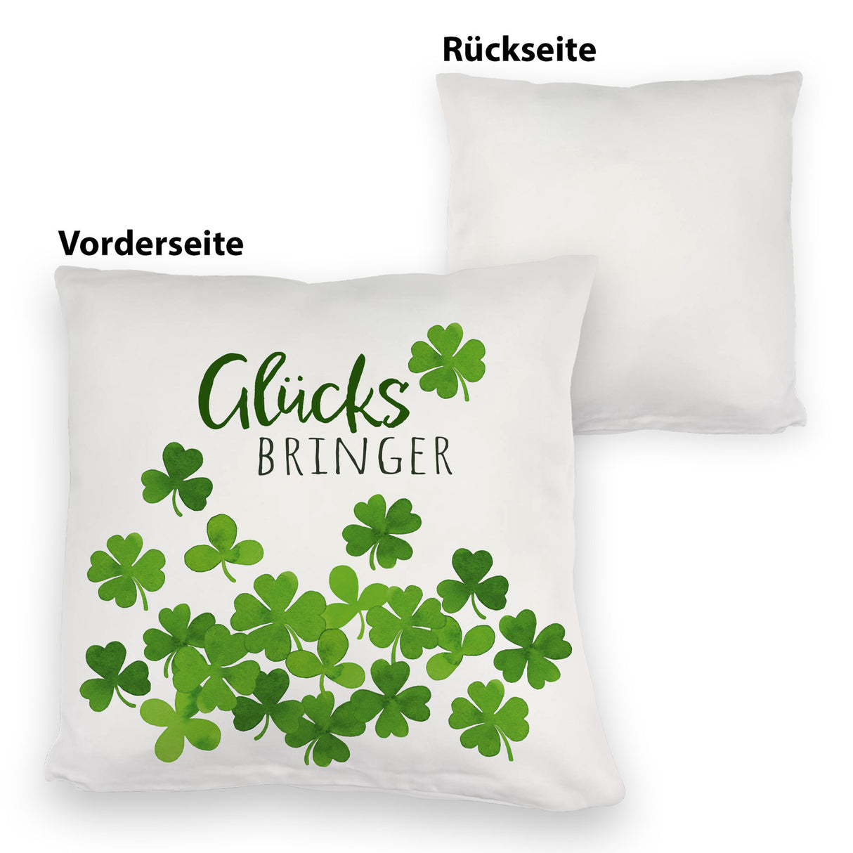 Klee Kissen mit Spruch Glücksbringer