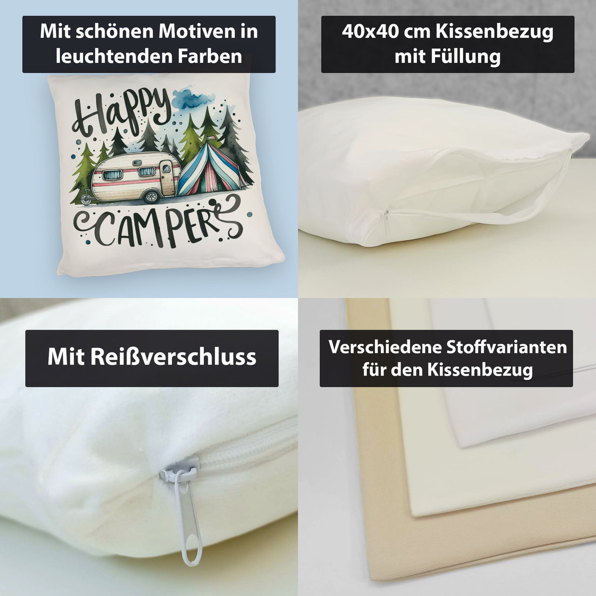 Happy Campers Wohnwagen Kissen