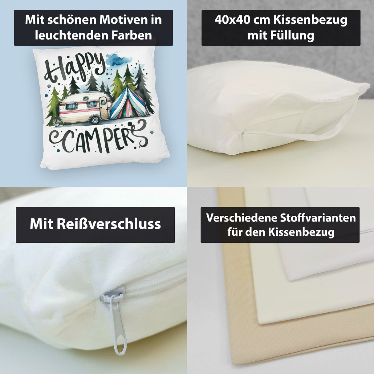 Happy Campers Wohnwagen Kissen