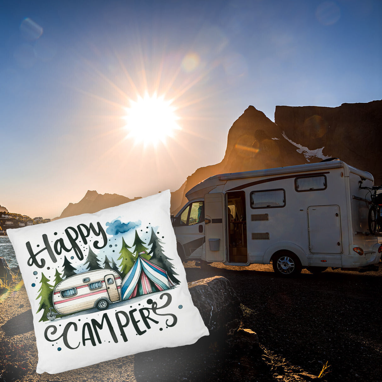 Happy Campers Wohnwagen Kissen