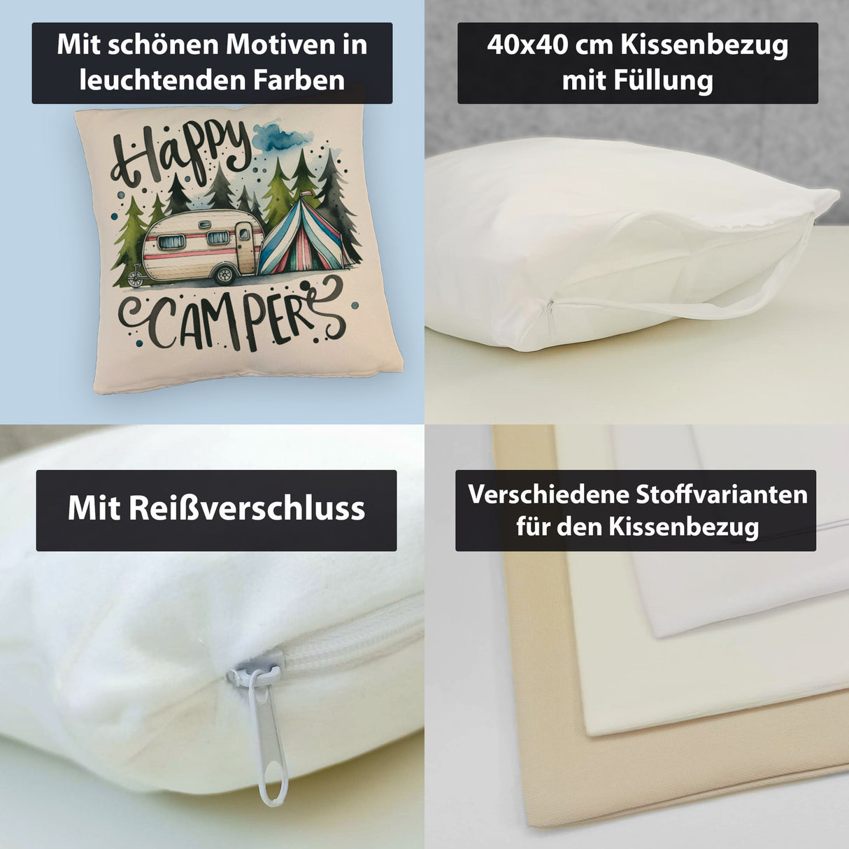 Happy Campers Wohnwagen Kissen