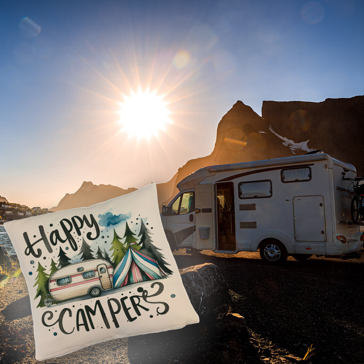 Happy Campers Wohnwagen Kissen