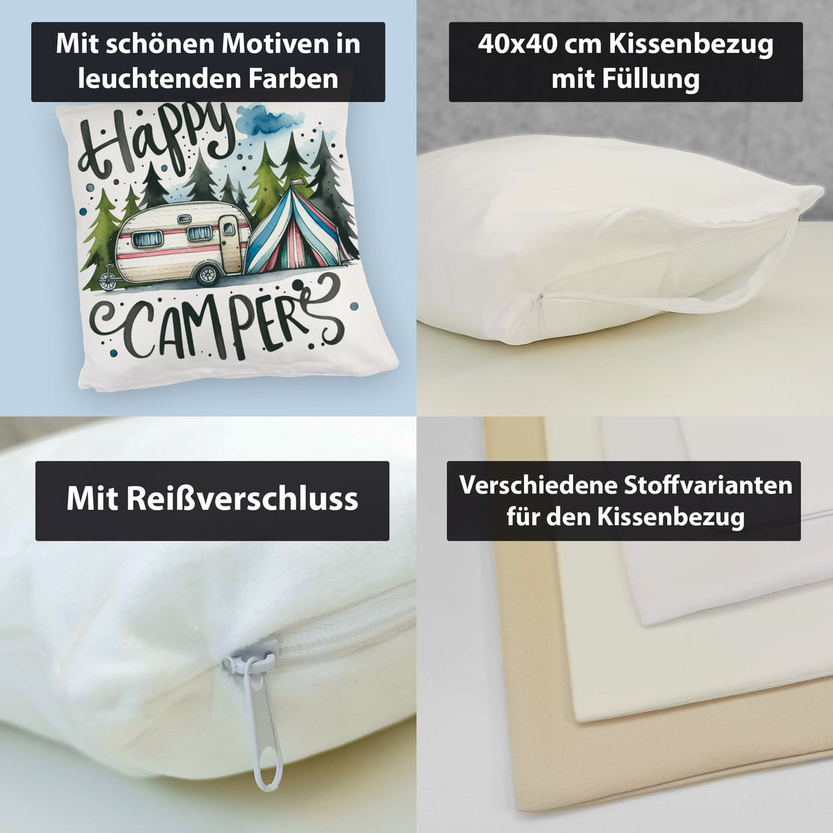Happy Campers Wohnwagen Kissen