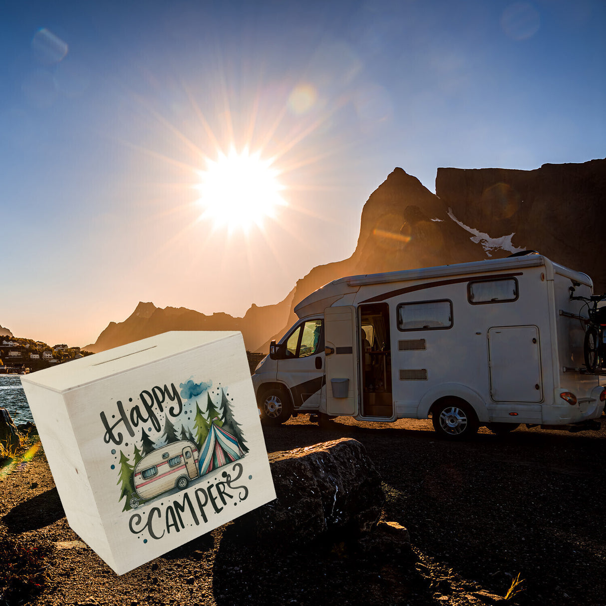 Happy Campers Wohnwagen Spardose